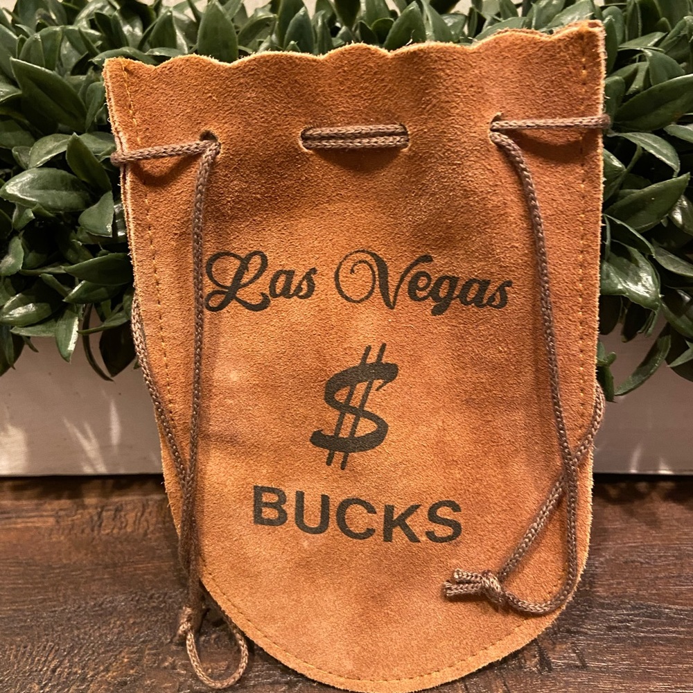 Buckskin Leather Wallet Coin
Purse Drawstring Las Vegas $ Bucks